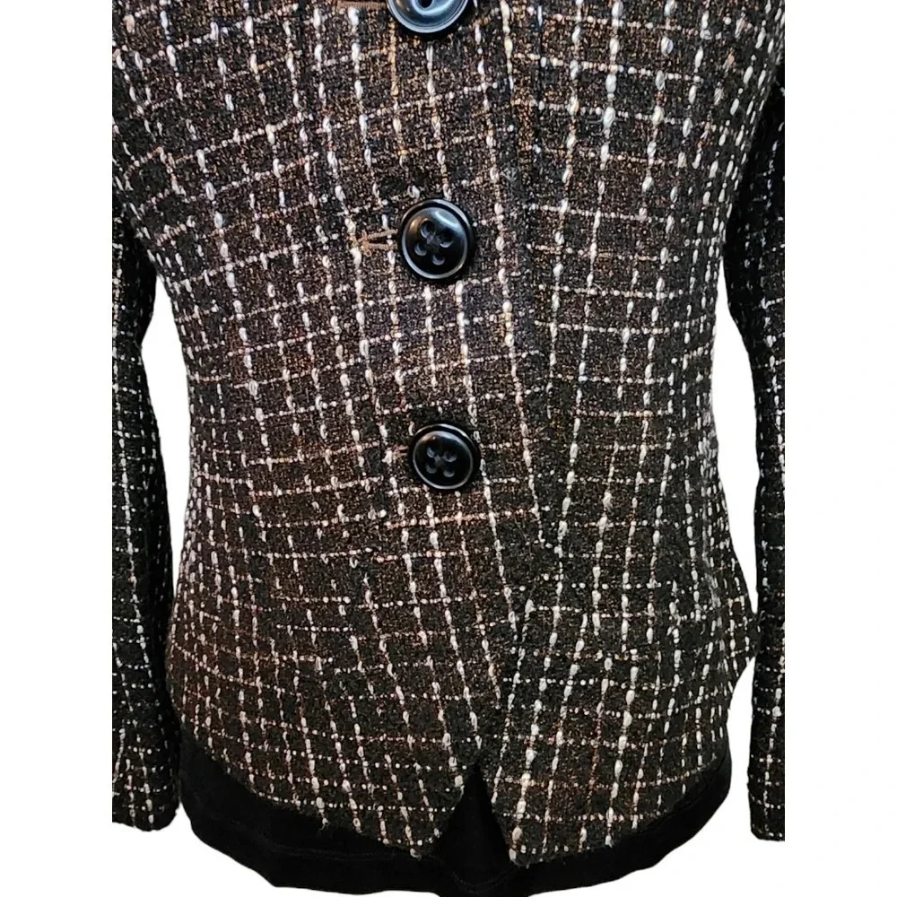Coldwater Creek Women's Blazer Black with Gold Shimmer and White Size 4